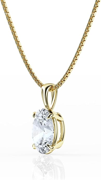 Belacqua Lab Grown Diamond Pendant Necklace in 14K White or Yellow Gold Round, Oval, Princess and Emerald Cuts, 1/2 to 3 Carat, IGI Certified, E-F Color, VS Clarity, Jewelry for Women
