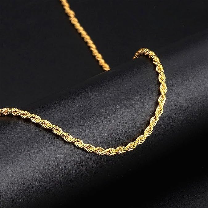 Solid 14K Yellow Gold Rope Timeless Twisted Chain Necklace,Diamond-Cut Lobster Clasp,Twisted Chain,1.5mm 2mm 3.2mm 4.2mm Width Options,16-36 Inch Lengths,Unisex Jewelry,Layering Style,Gift